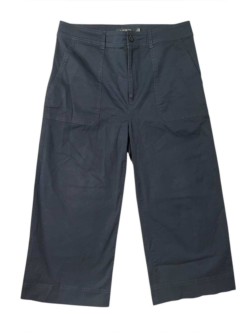 Ralph Lauren Women’s Navy Wide-Leg Cropped Cargo Pants size 10